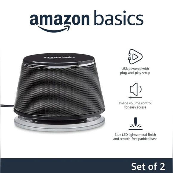 Amazon Basics USB-Powered Computer Speakers with Dynamic Sound - Picture 3 of 7